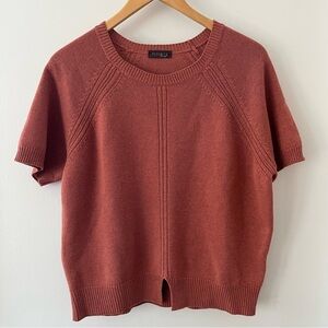 Peserico Tricot Women’s Short Sleeve Wool Silk Cashmere Sweater Blouse Top L